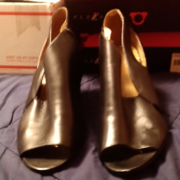 Nine West Black Open Toe Bootie Heels Size 13m - Picture 9 of 9